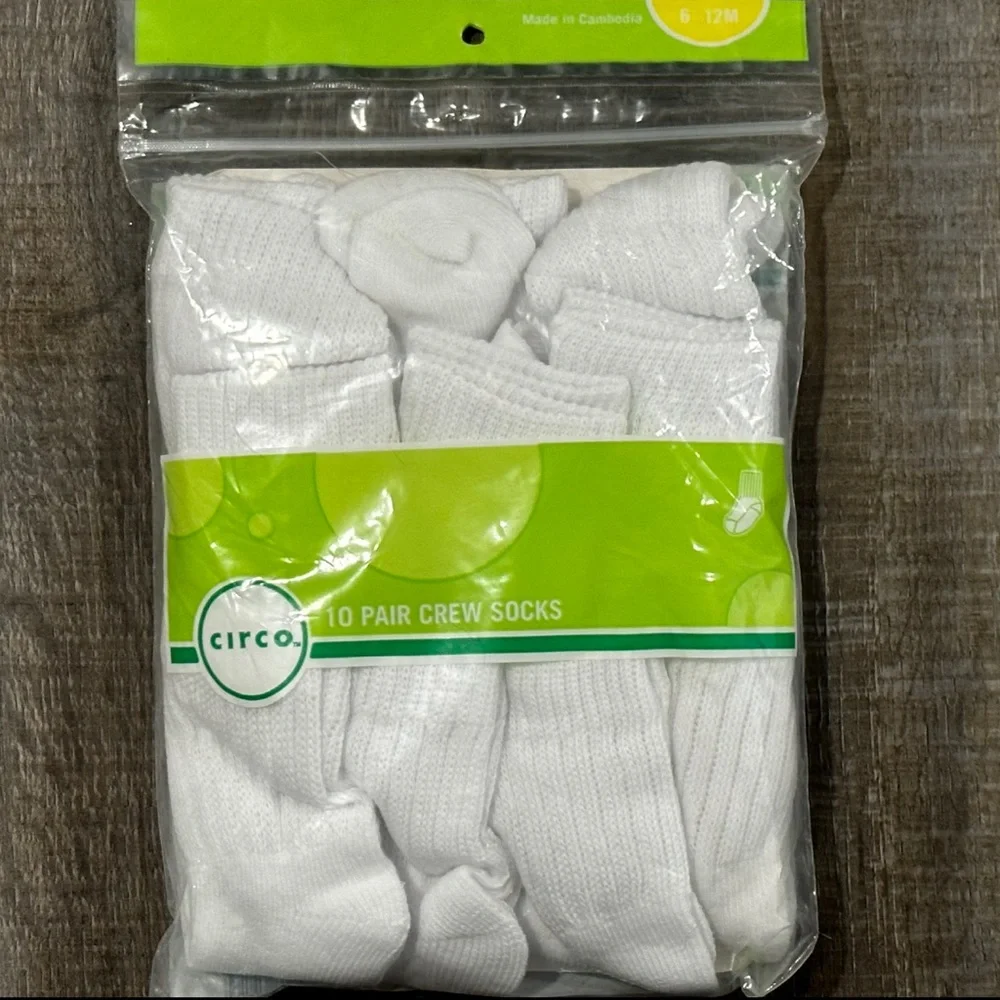 New Baby 6-12 Month White Crew Socks 10-Pack
